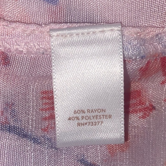 LC Lauren Conrad Boho Pullover Sheer Blouse Flutter Sleeves in PNK Floral SZ XL - Picture 7 of 8